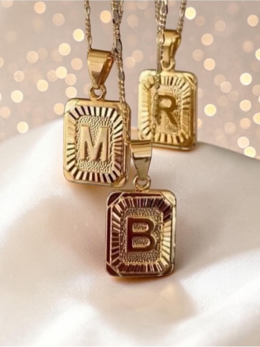 Plunder Gold Rectangle Pendant Initial Necklace-Goldtone, letter choice